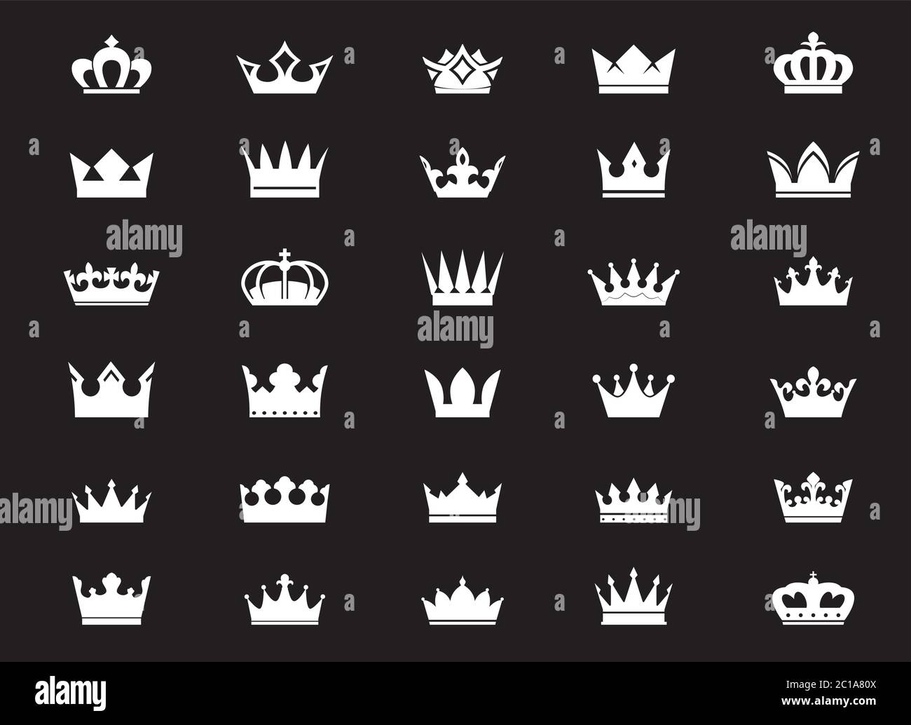 Big Set of vector king crowns icon on black background. Vector  Illustration. Emblem and Royal symbols Stock Vector Image & Art - Alamy
