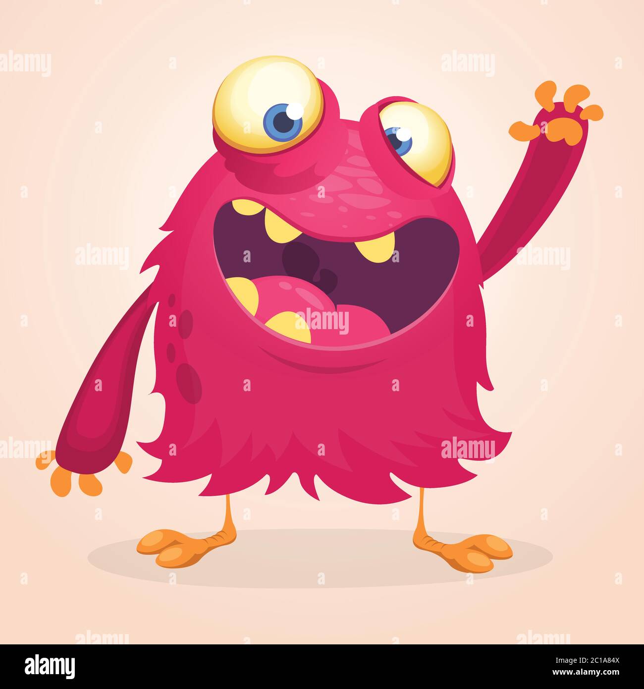 Happy cartoon alien. Halloween vector illustration of happy monster ...