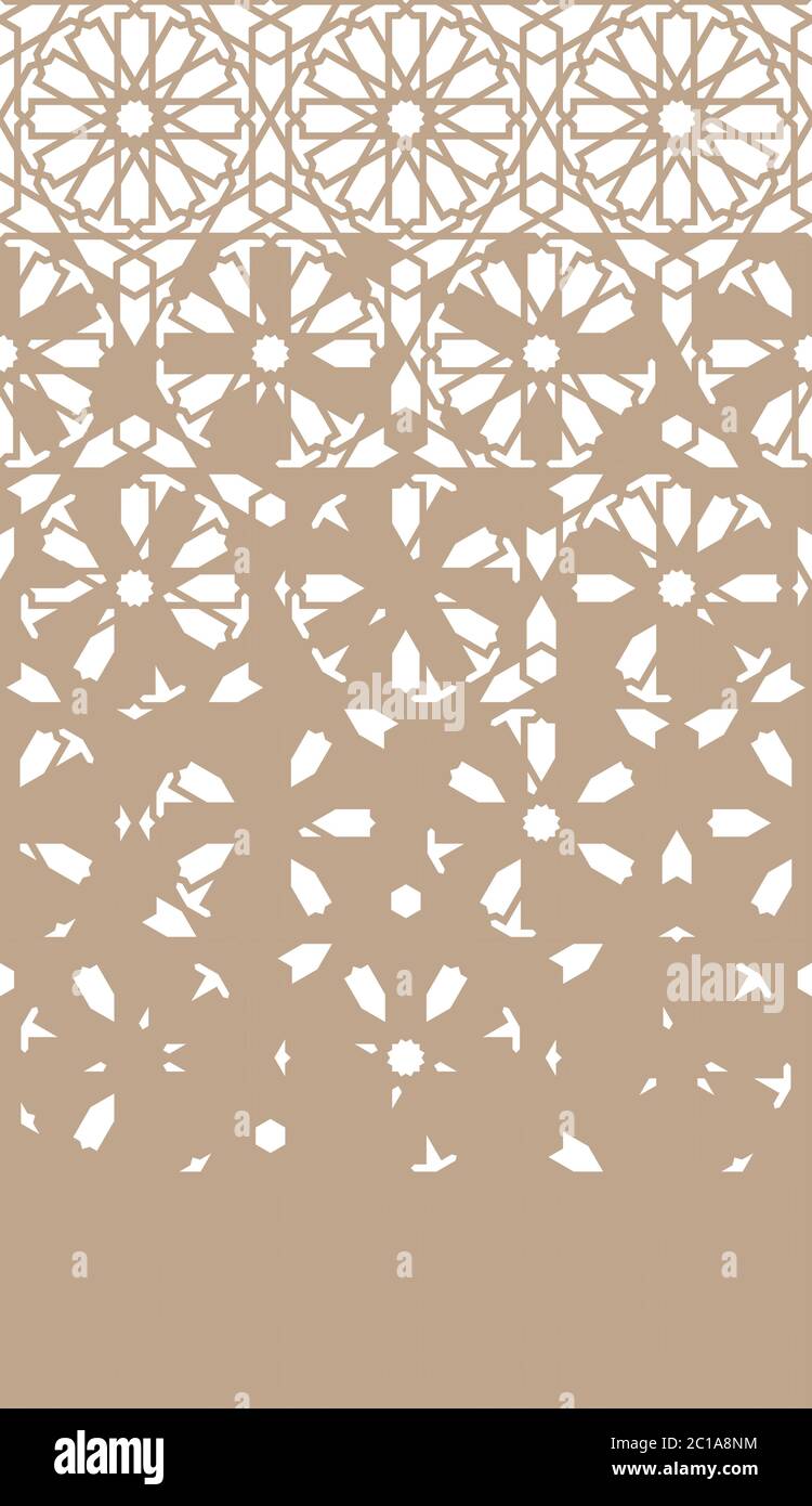 Arabian disintegration repeating border. Arabian monochrome border pattern Stock Vector