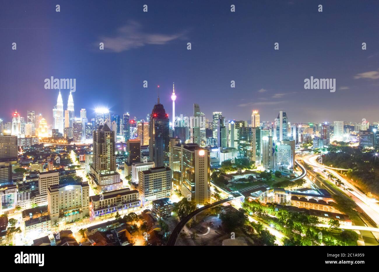 aerial view of modern city at night Stock Photo - Alamy