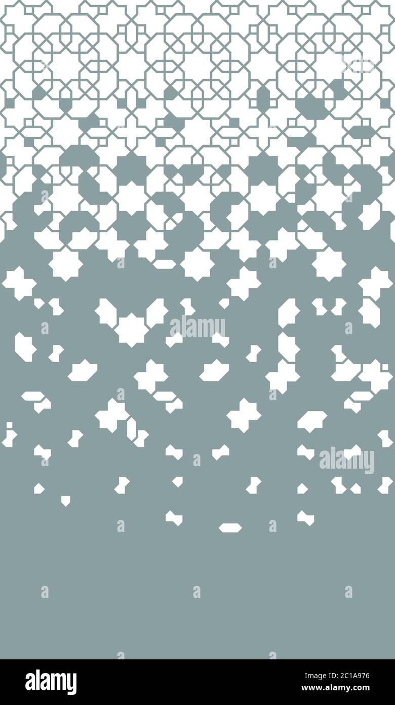 Oriental ethnic vector geometric background. Arabesque disintegration repeating border. Arabian monochrome pattern Stock Vector