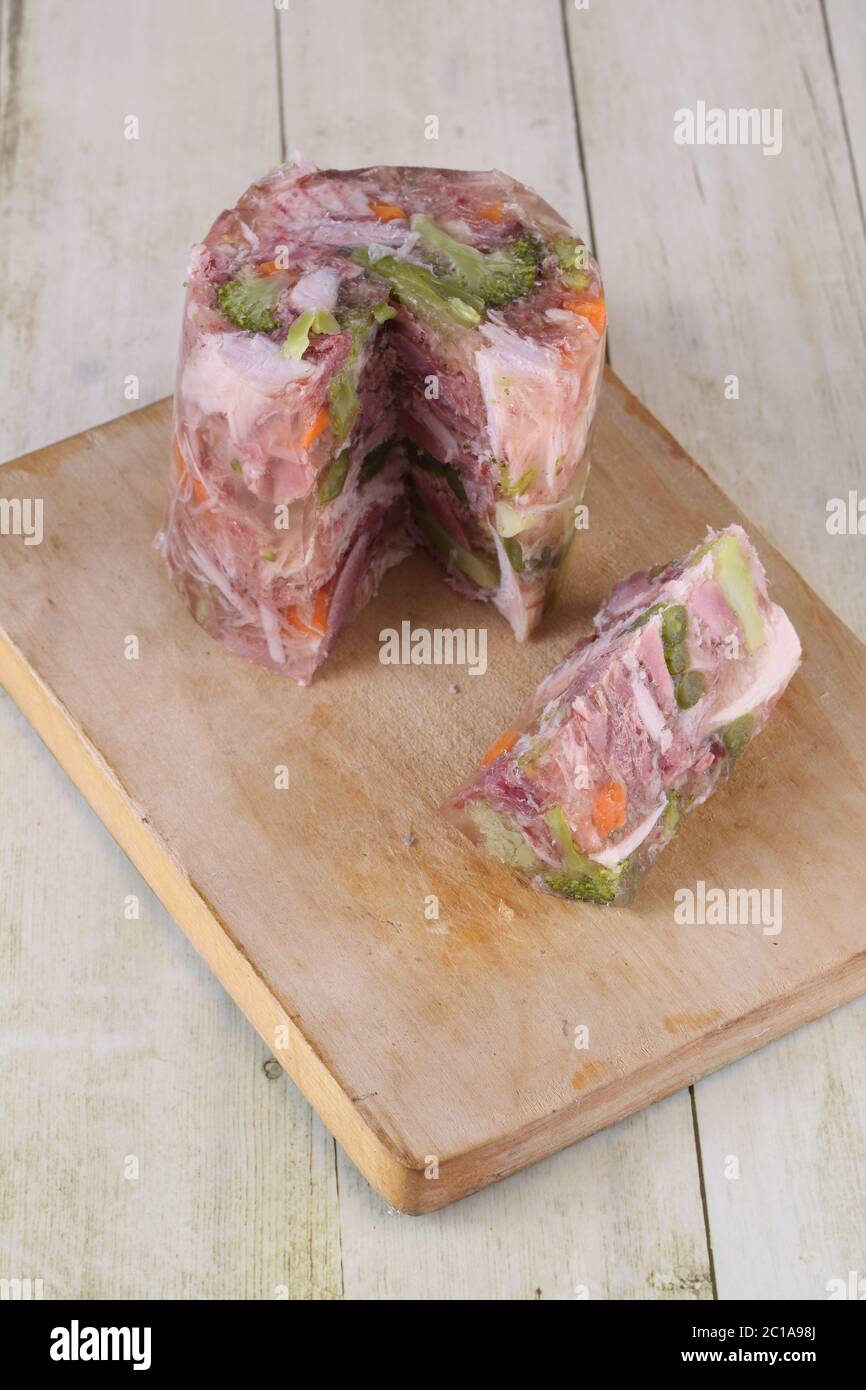 Jelly with meat. traditional Russian dish Stock Photo Alamy