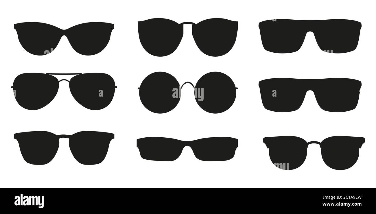 Many types of glasses. Fashion collection set glasses isolated Stock