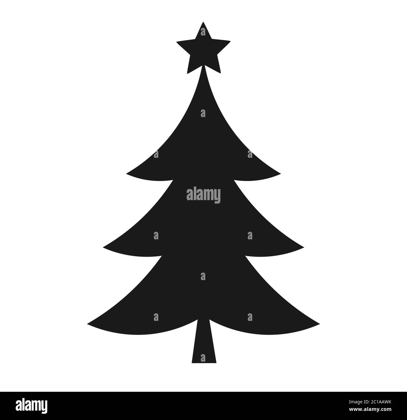 Christmas tree with star, shape black icon. Vector illustration Stock ...