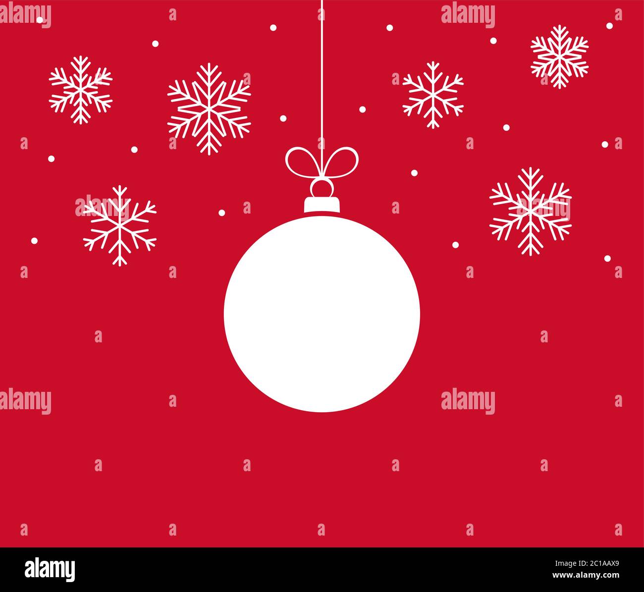 Christmas ball ornament and snowflakes on red background. Vector ...