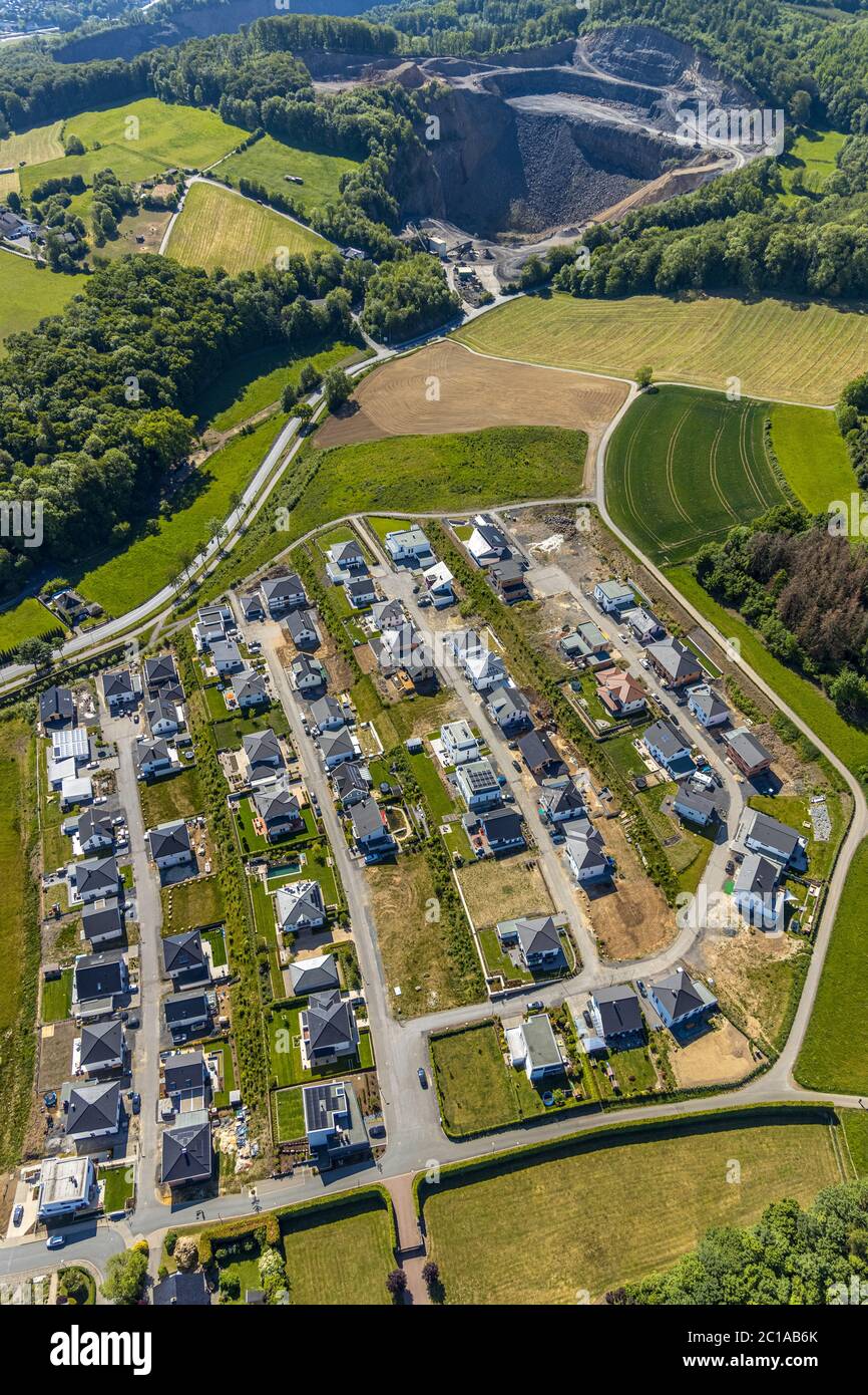 Aerial photograph, new housing estate Sternhelle-Ost, Herdringen, Arnsberg, Sauerland, Hochsauerlandkreis, North Rhine-Westphalia, Germany, DE, single Stock Photo