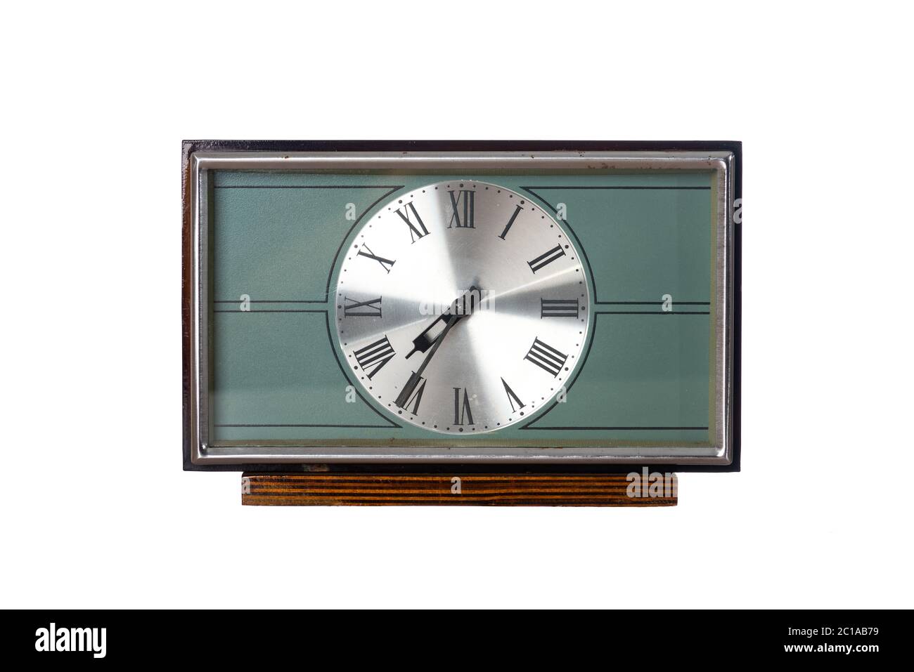 Old mechanical desk clock isolated on white background Stock Photo Alamy