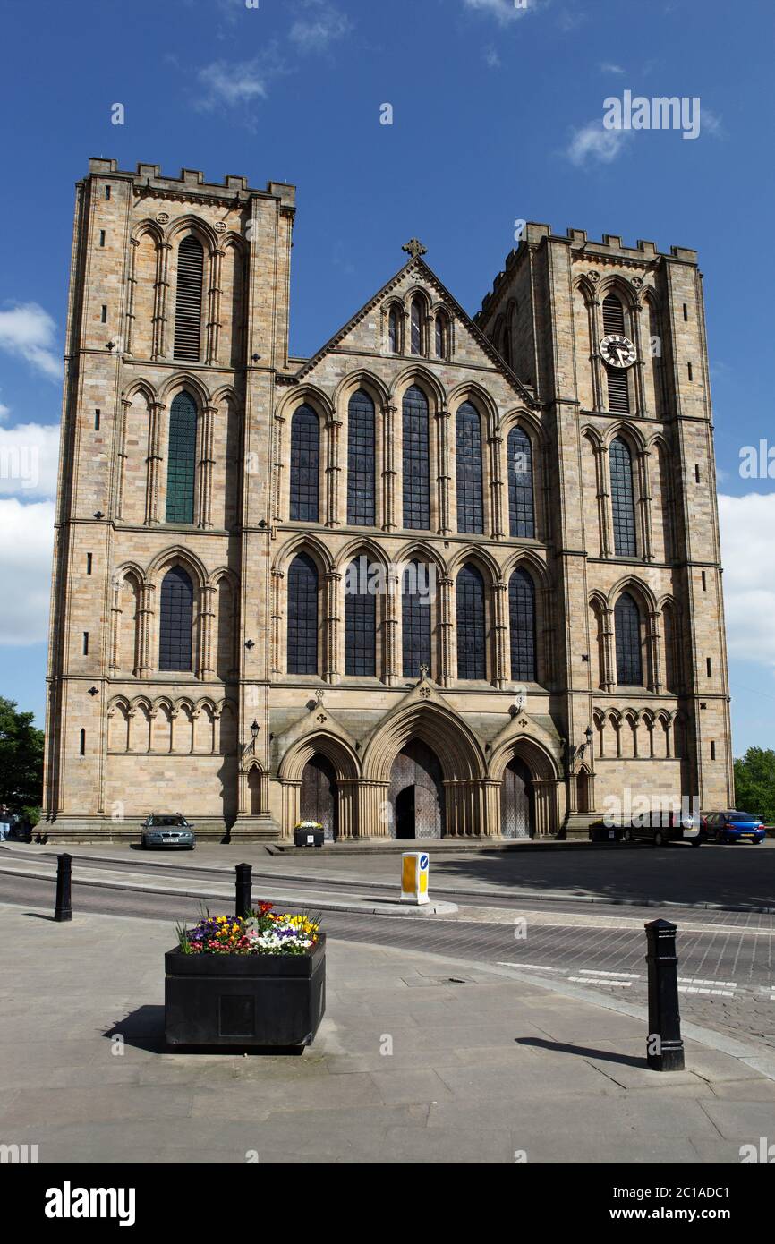 West front of Ripon Cathedral, Ripon, North Yorkshire, England, United Kingdom, Europe Stock Photo