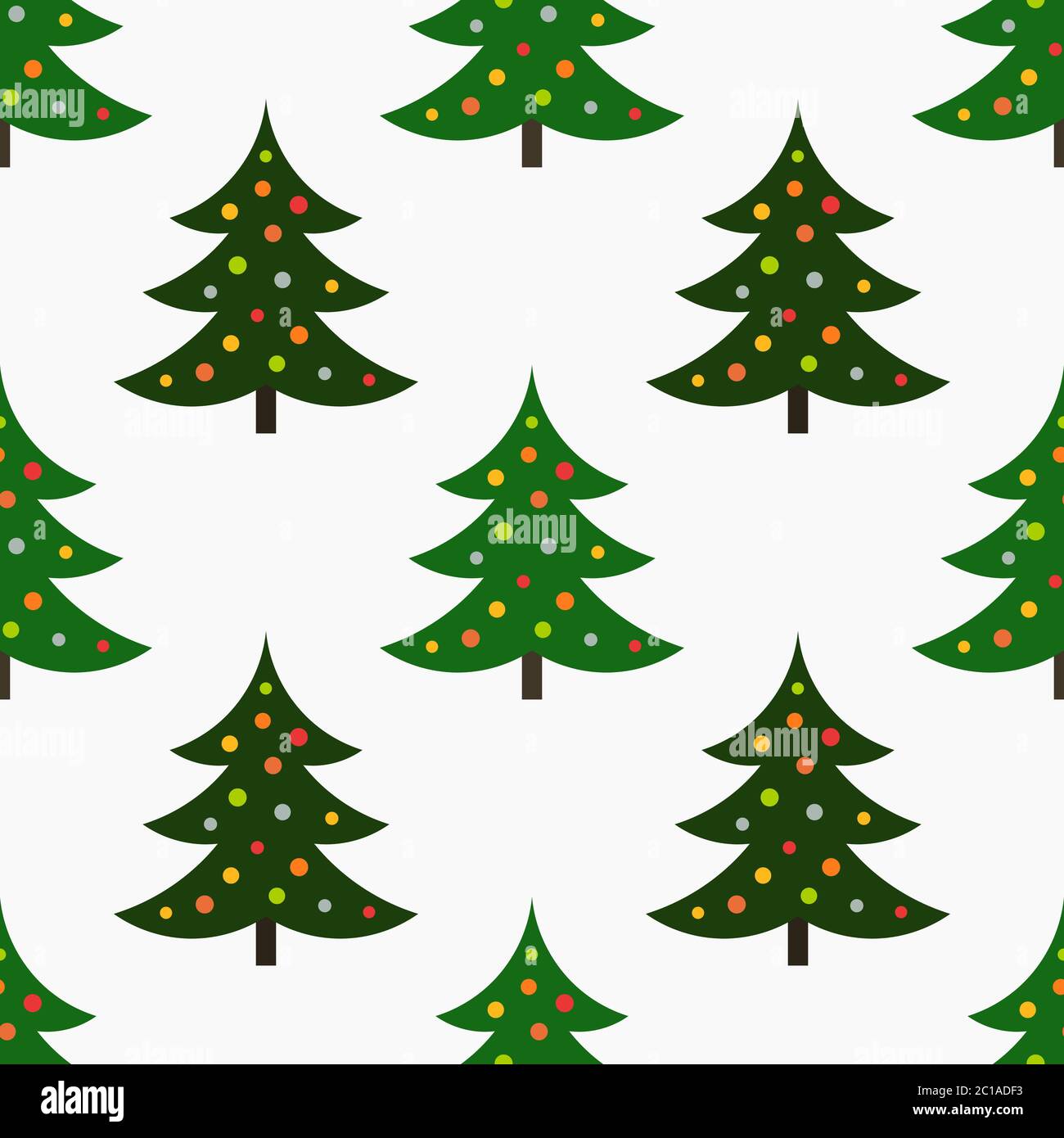 Decorated Christmas trees seamless pattern. Vector illustration. Stock Vector