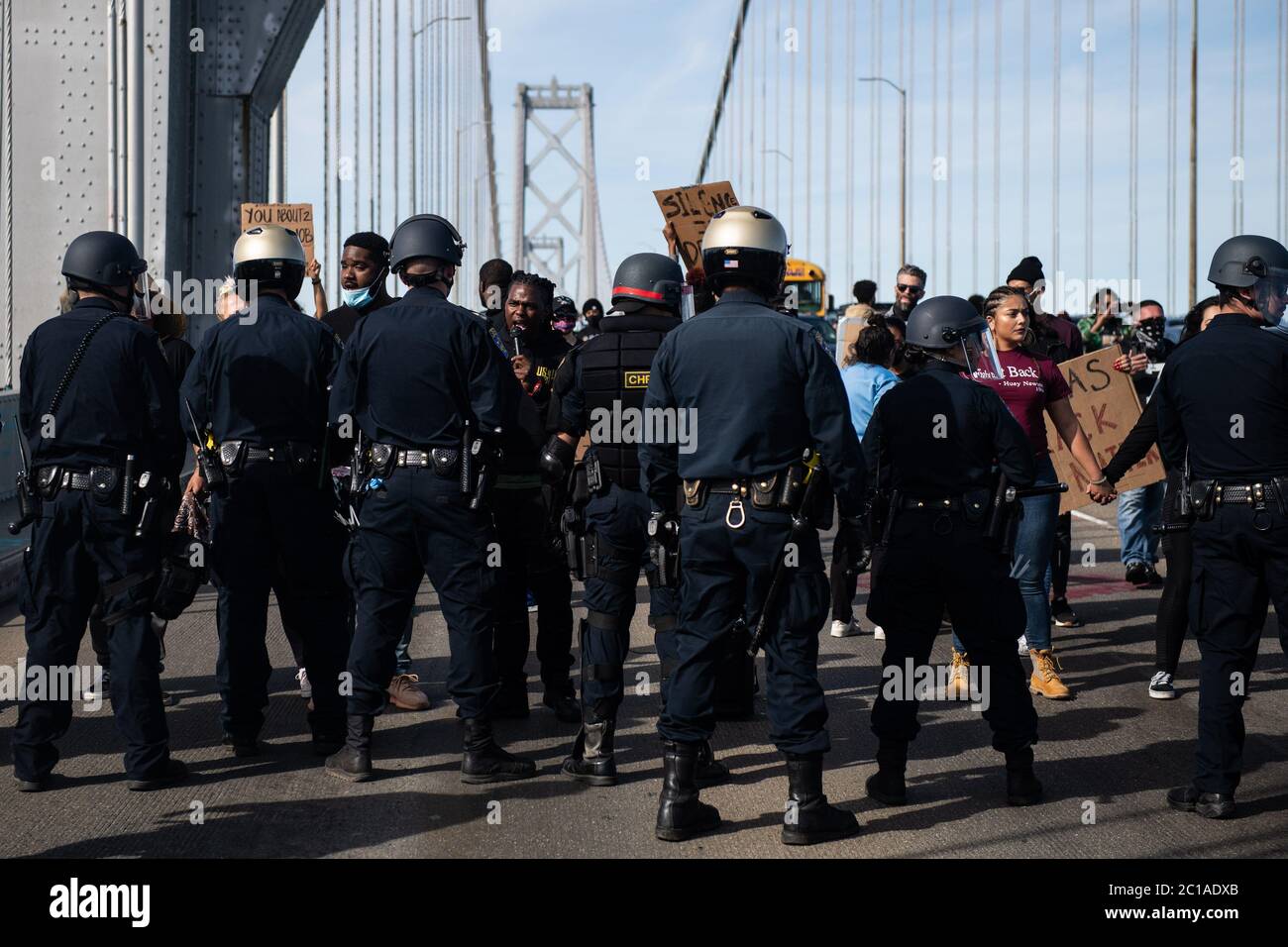 San Francisco, Ca. 14th June, 2020. Protestors shut down the westbound ...