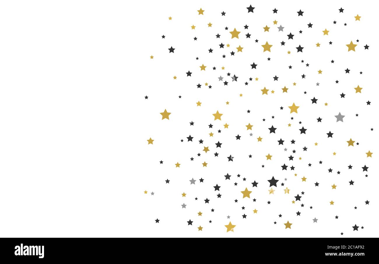 Gold, silver and black stars border card background. Vector