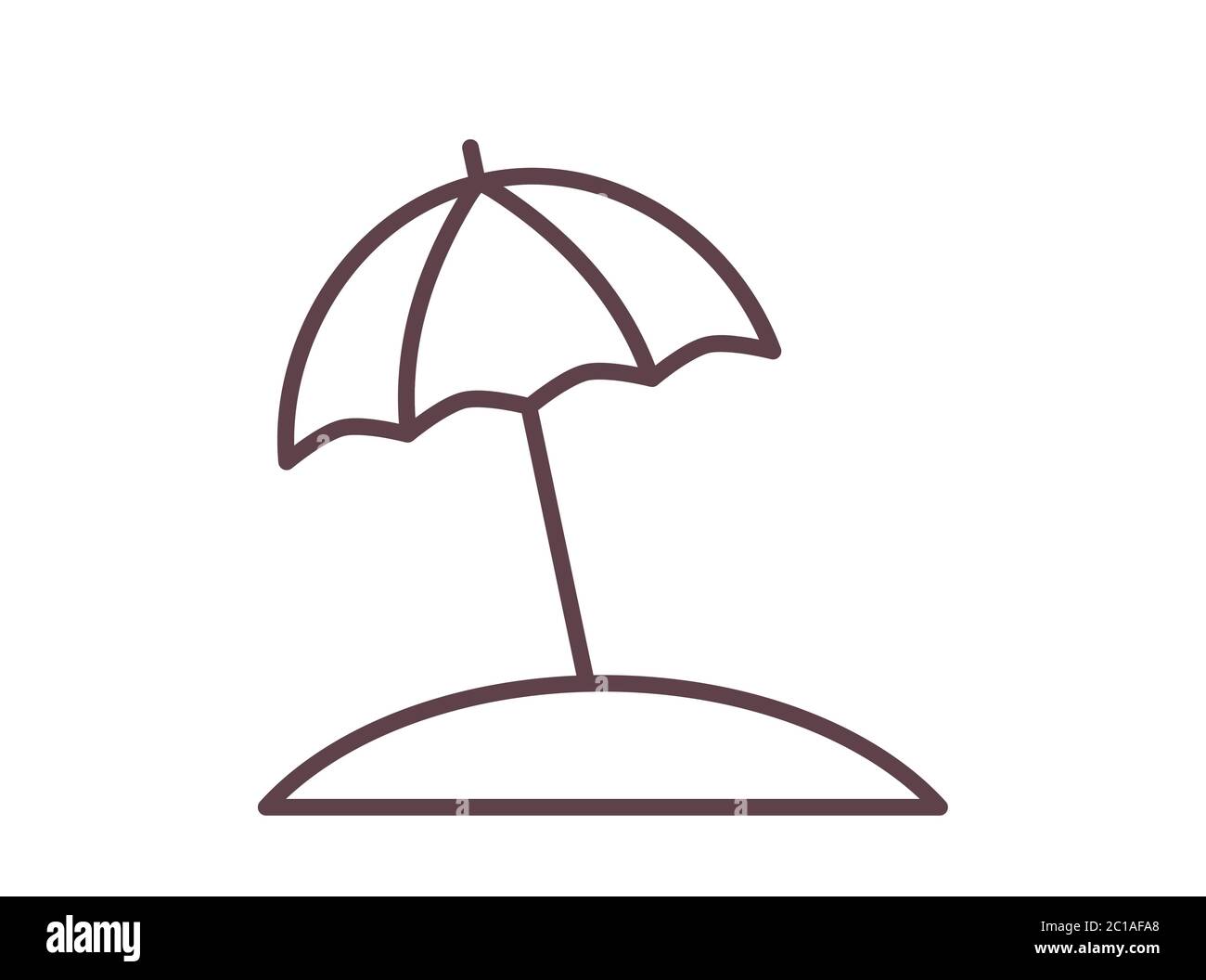 Sun umbrella on the beach outline icon. Vector illustration Stock ...