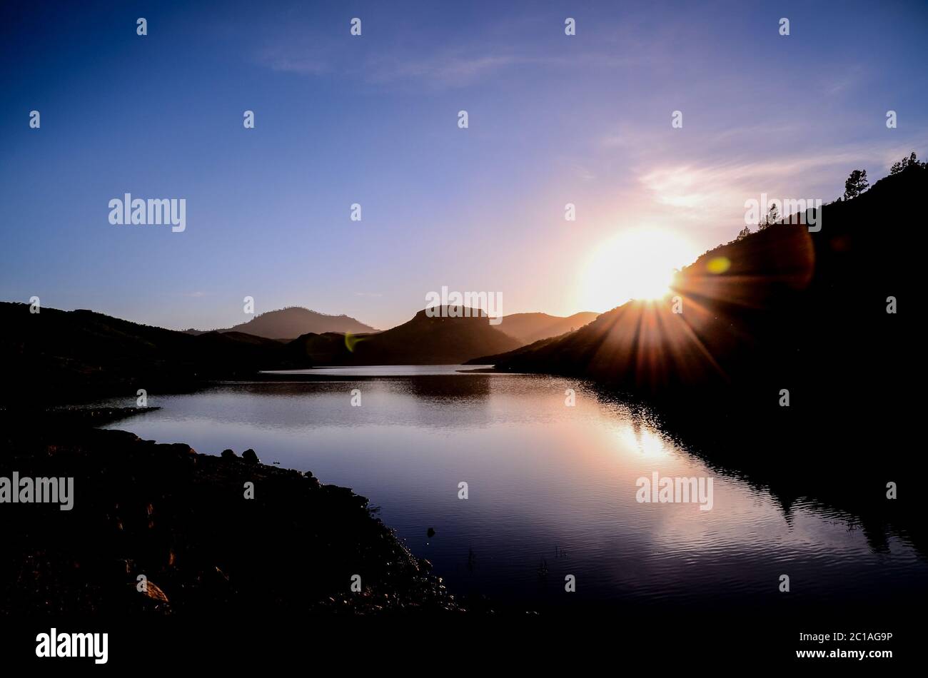 Dark Water Lake in Gran Canaria Stock Photo