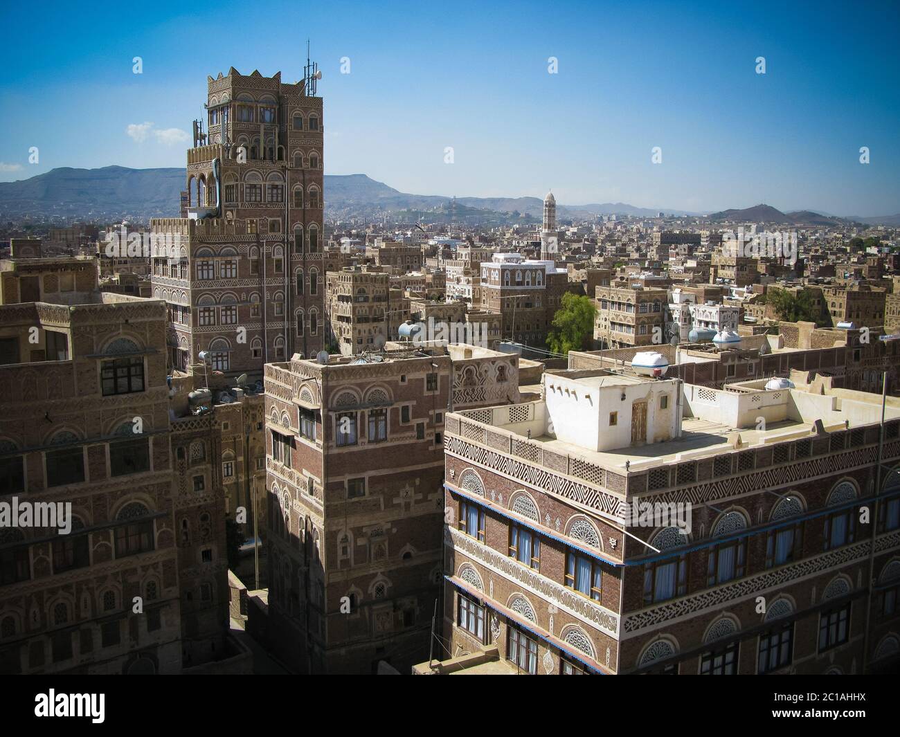 Aerial view of Sanaa old city, Yemen Stock Photo Alamy