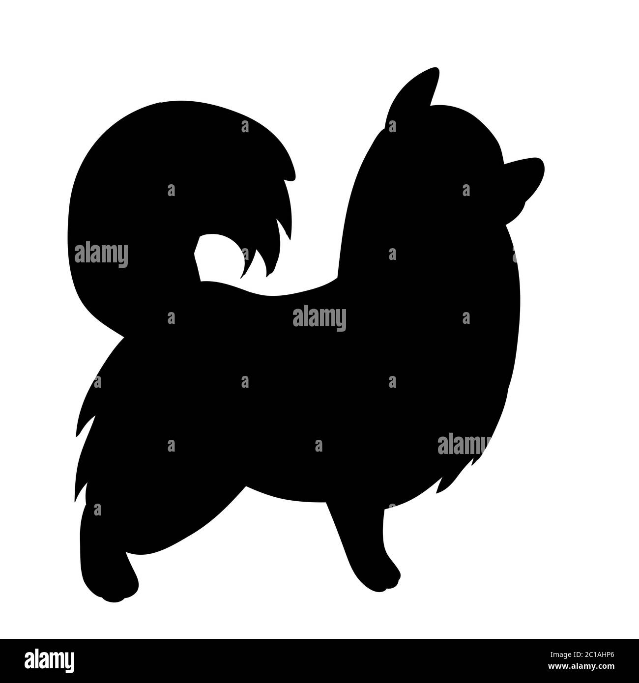 black silhouette of a small dog standing Stock Vector