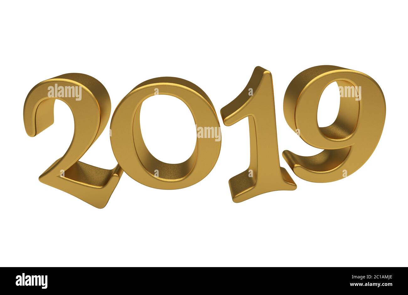 Greeting Card Design Template Gold 2019 Lettering Isolated Stock Photo