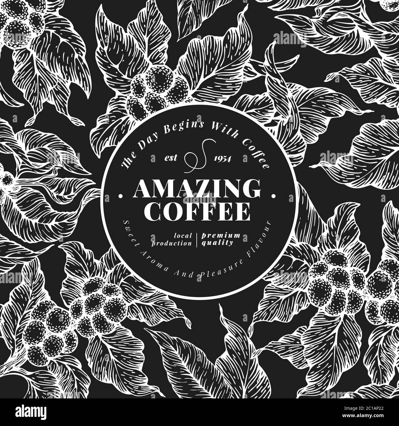 Hand drawn coffee design template. Vector coffee plants illustrations