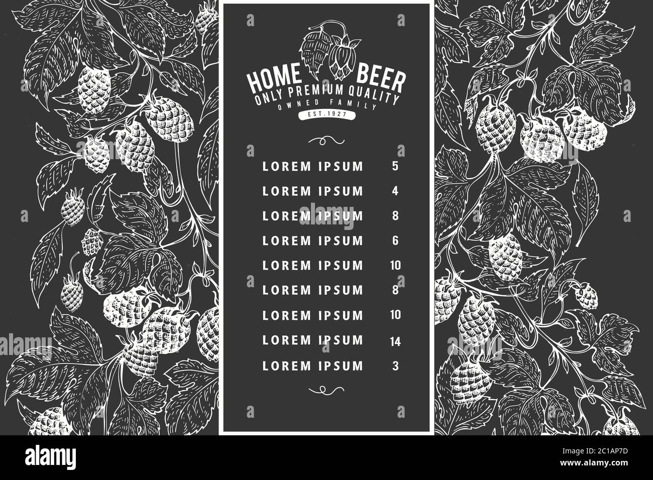 Hand drawn beer design template. Vector brewery illustrations on chalk ...