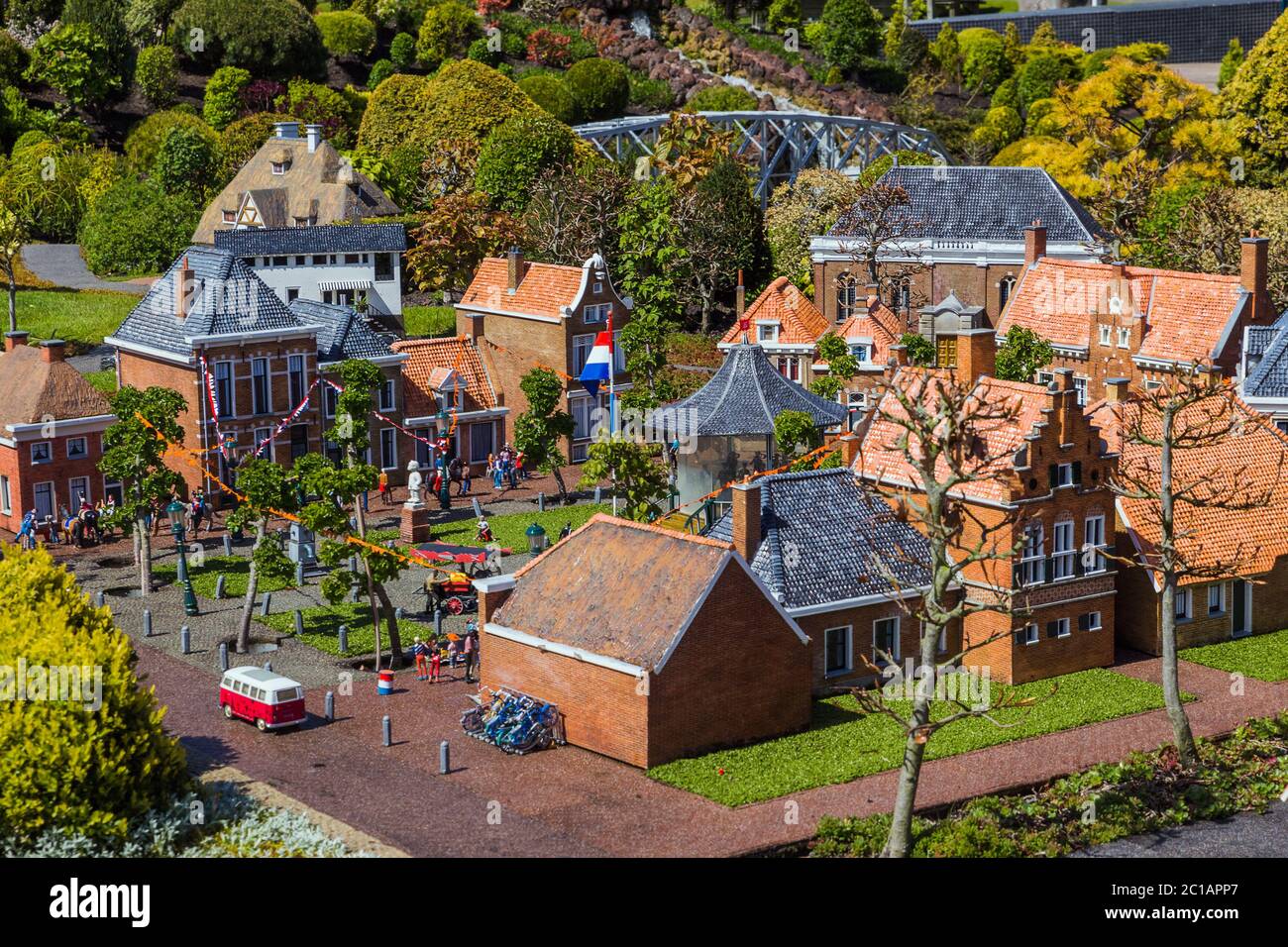 The Hague, Netherlands - April 26, 2017: Village in Madurodam miniature park in The Hague Stock Photo