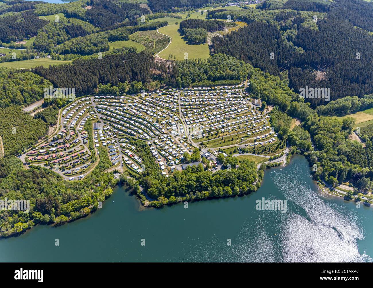 Aerial view, , Listertalsperre, Camping Gut Kalberschnacke Drolshagen,  Sauerland, North Rhine-Westphalia, Germany, DE, Europe, birds-eyes view,  aerial Stock Photo - Alamy