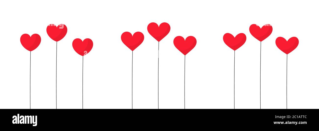 Cute hearts baloons isolated on white background. Vector illustration ...
