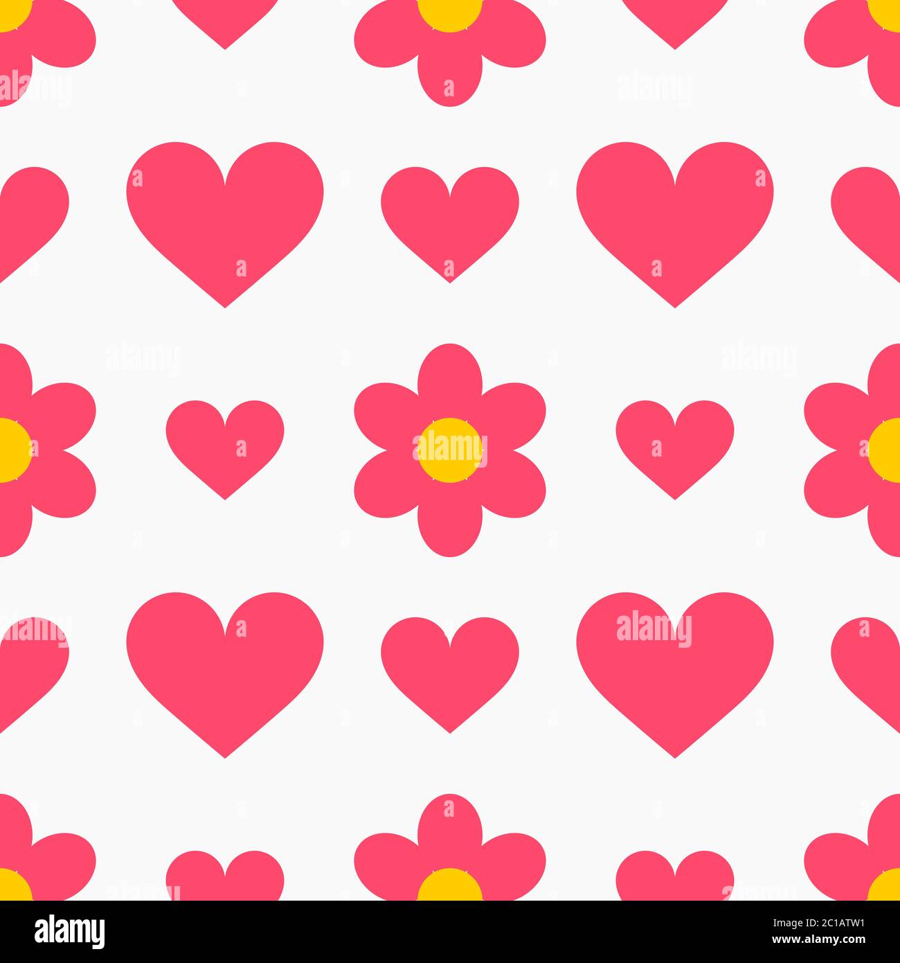 Hearts and flowers cute pink pattern. Vector illustration Stock Vector ...