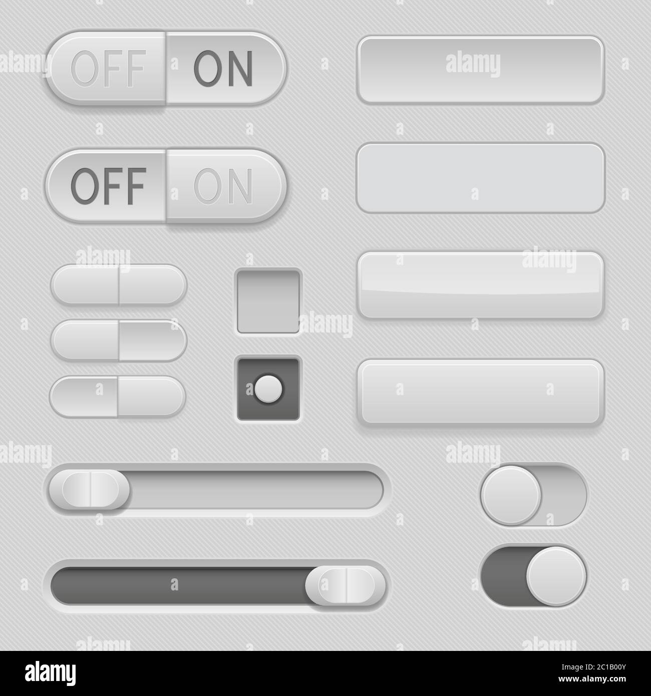 Gray web buttons. Push buttons and sliders Stock Vector