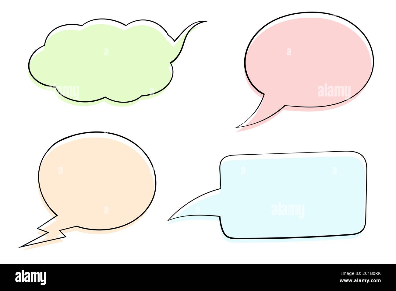 Speech bubbles. Colored set of sketch icons Stock Vector