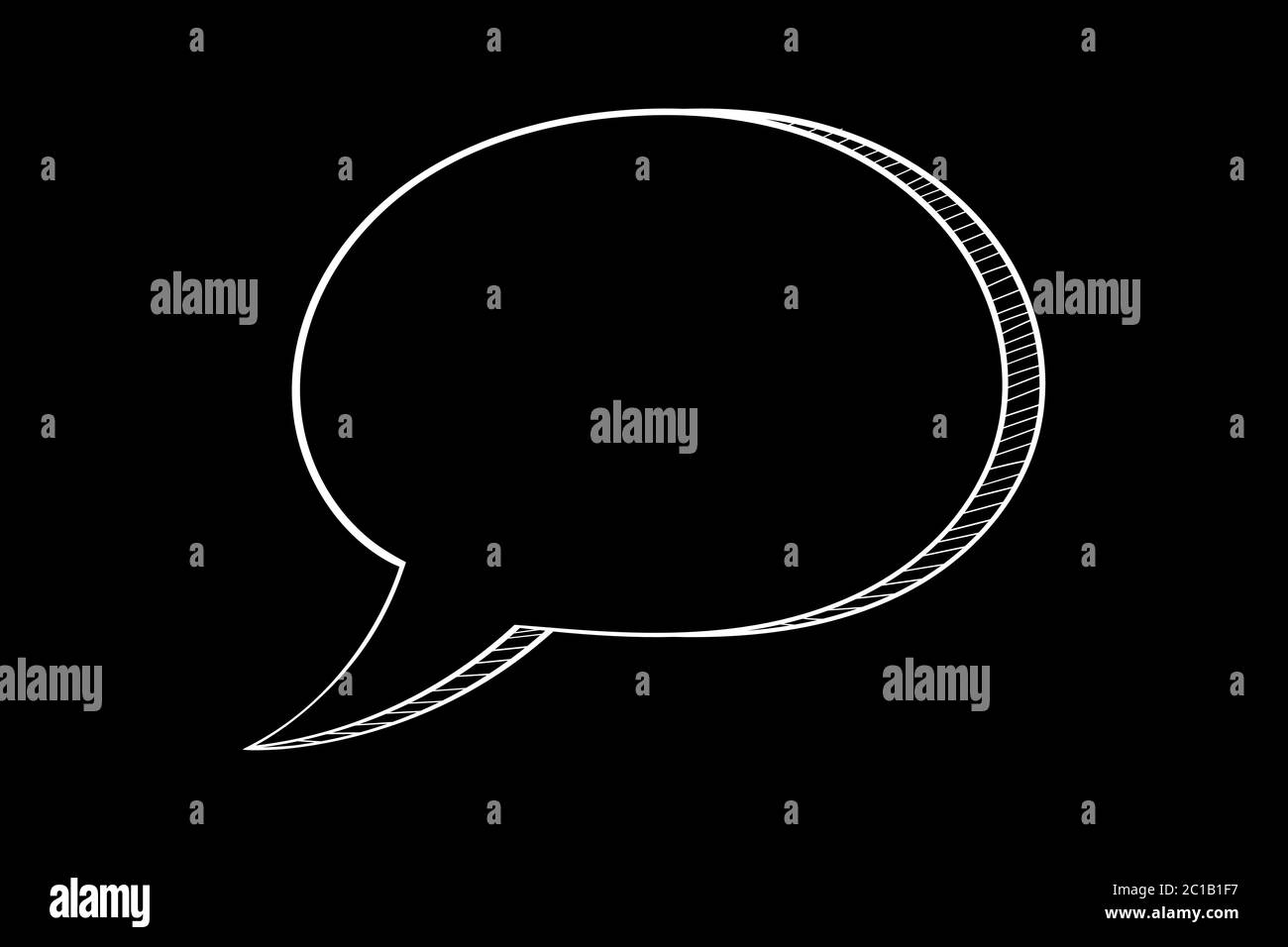 Speech bubble. White icon on black background Stock Vector Image & Art ...