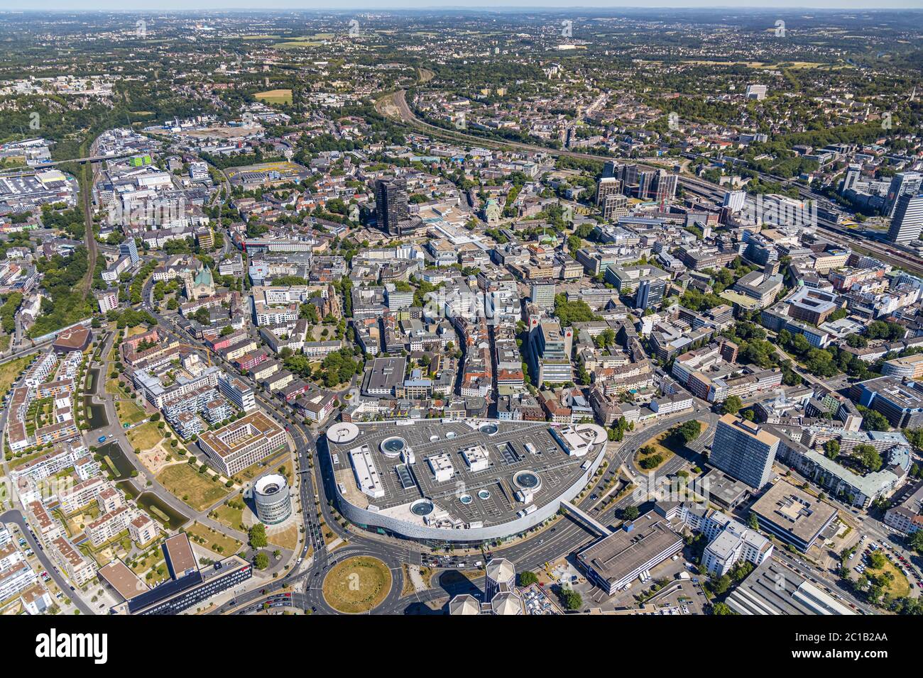 Aerial view, Limbecker Platz shopping centre, city centre view, Essen, Ruhr area, North Rhine-Westphalia, Germany, City, DE, shopping centre, shopping Stock Photo
