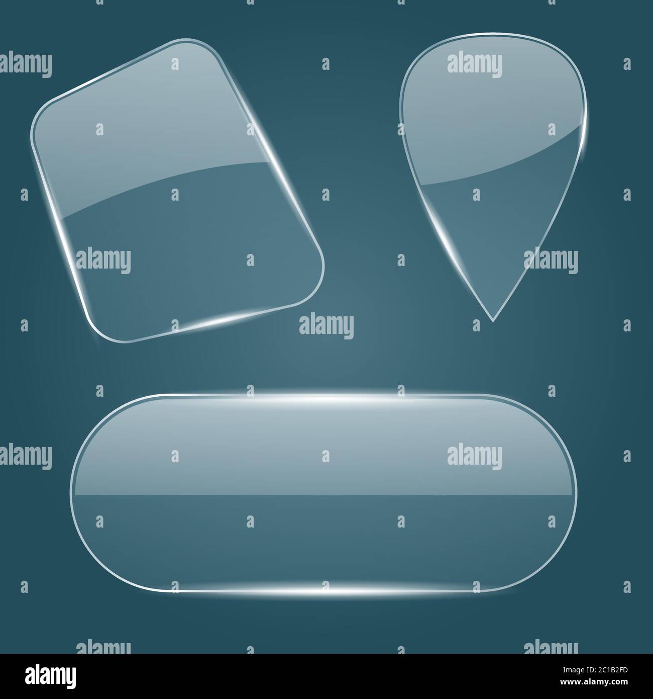 Glass transparent plates on dark background Stock Vector