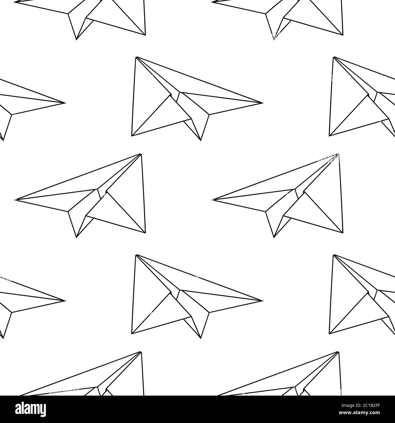 Paper planes. Black and white seamless pattern Stock Vector