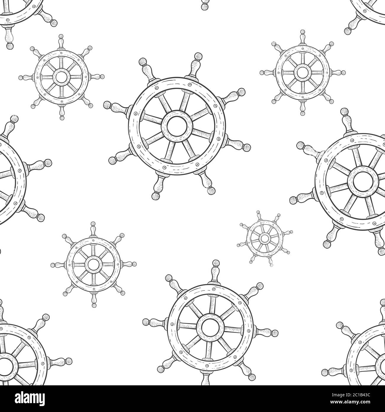 Steering wheel. Outline drawing seamless pattern Stock Vector Image