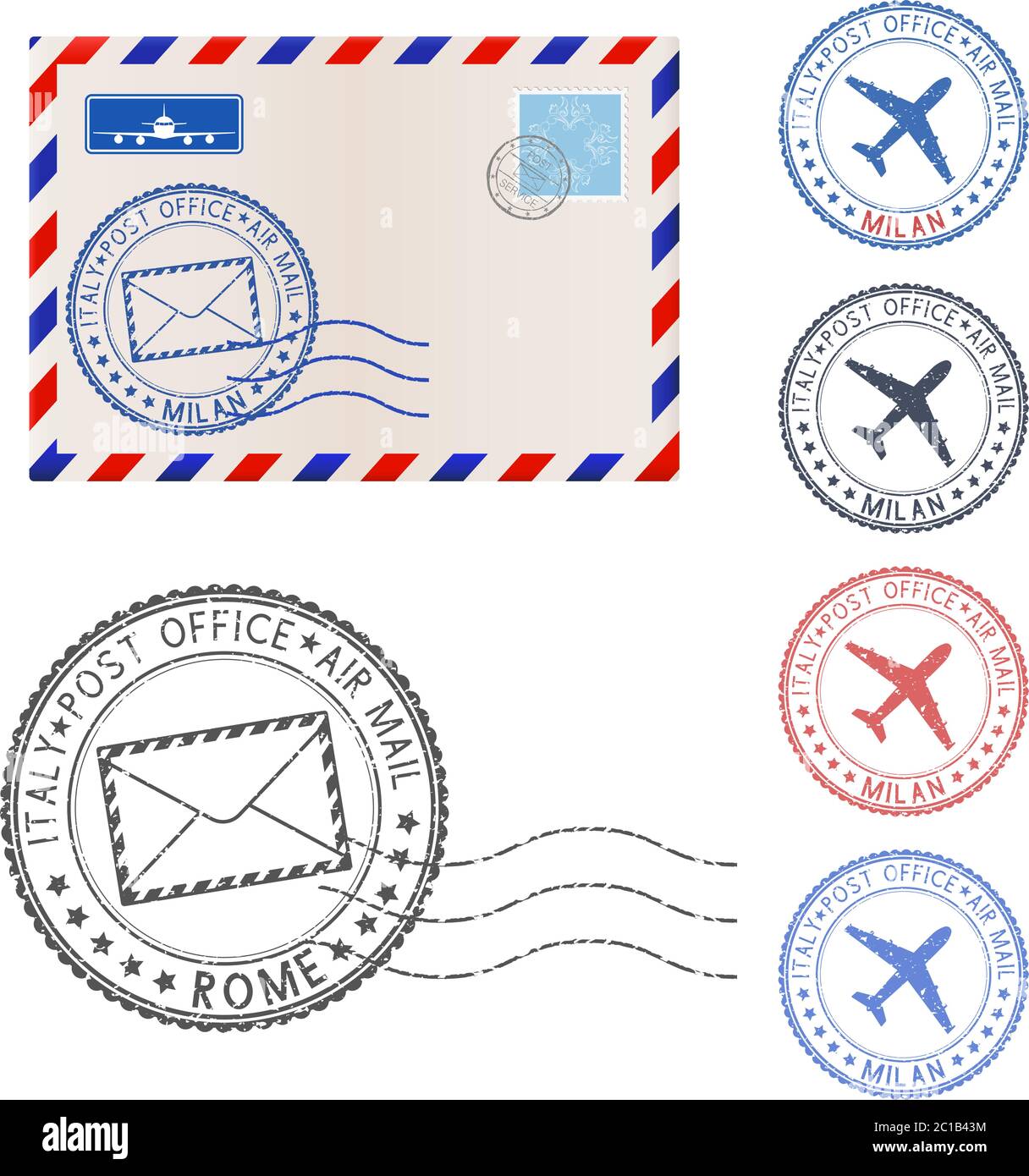 Blank envelope and postmark elements Stock Vector