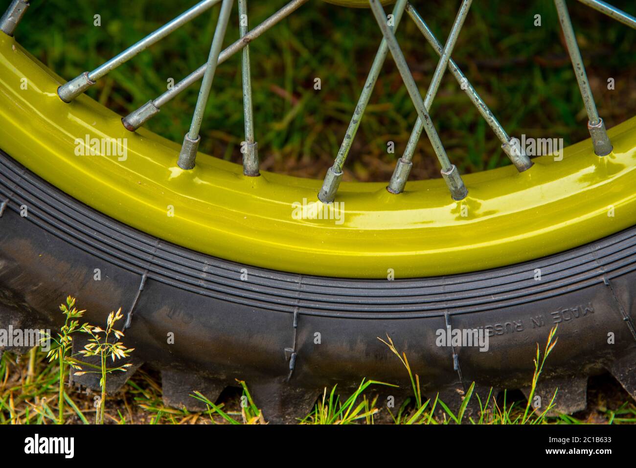 Part Of A Motorcycle Wheel With Spokes Stock Photo Alamy