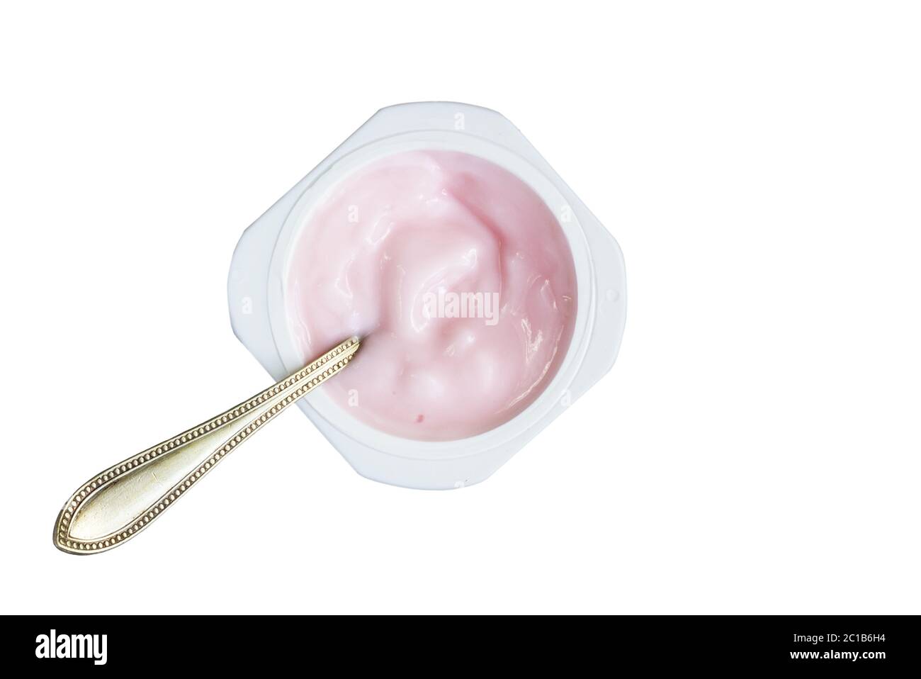 Yogurt in plastic cup isolated on white background Stock Photo