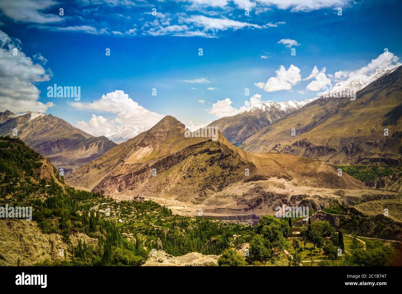 Panorama of Karimabad and Hunza valley, Gilgit-Baltistan, Pakistan Stock Photo