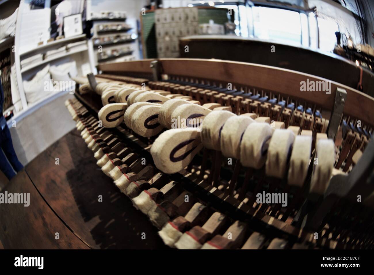 Piano hammers from the parts innards of the musical instrument Stock