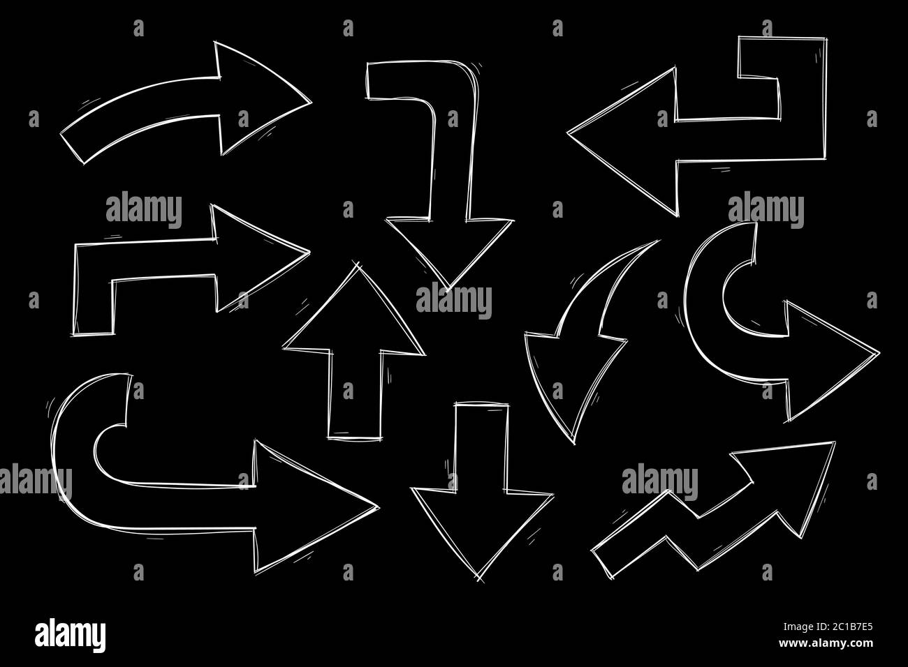 Arrows. Hand drawn sketch on black background Stock Vector Image & Art ...