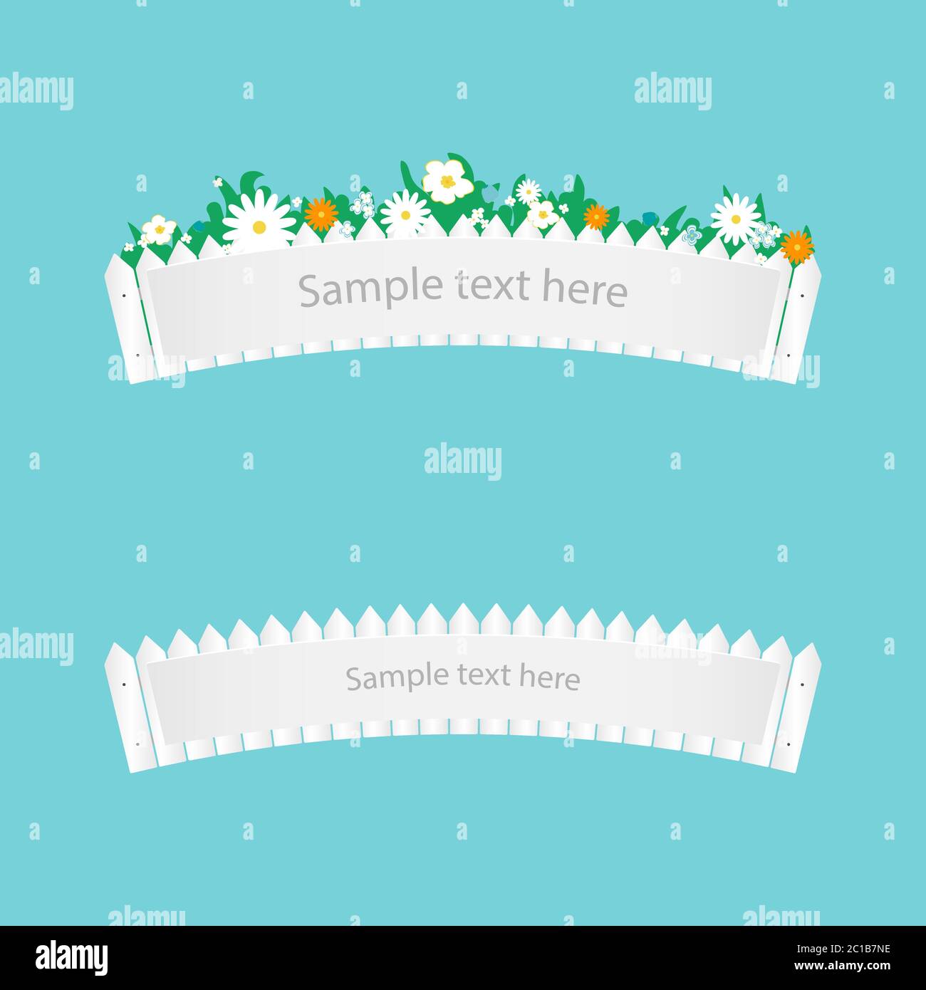 Fence with flowers | Banner Stock Vector