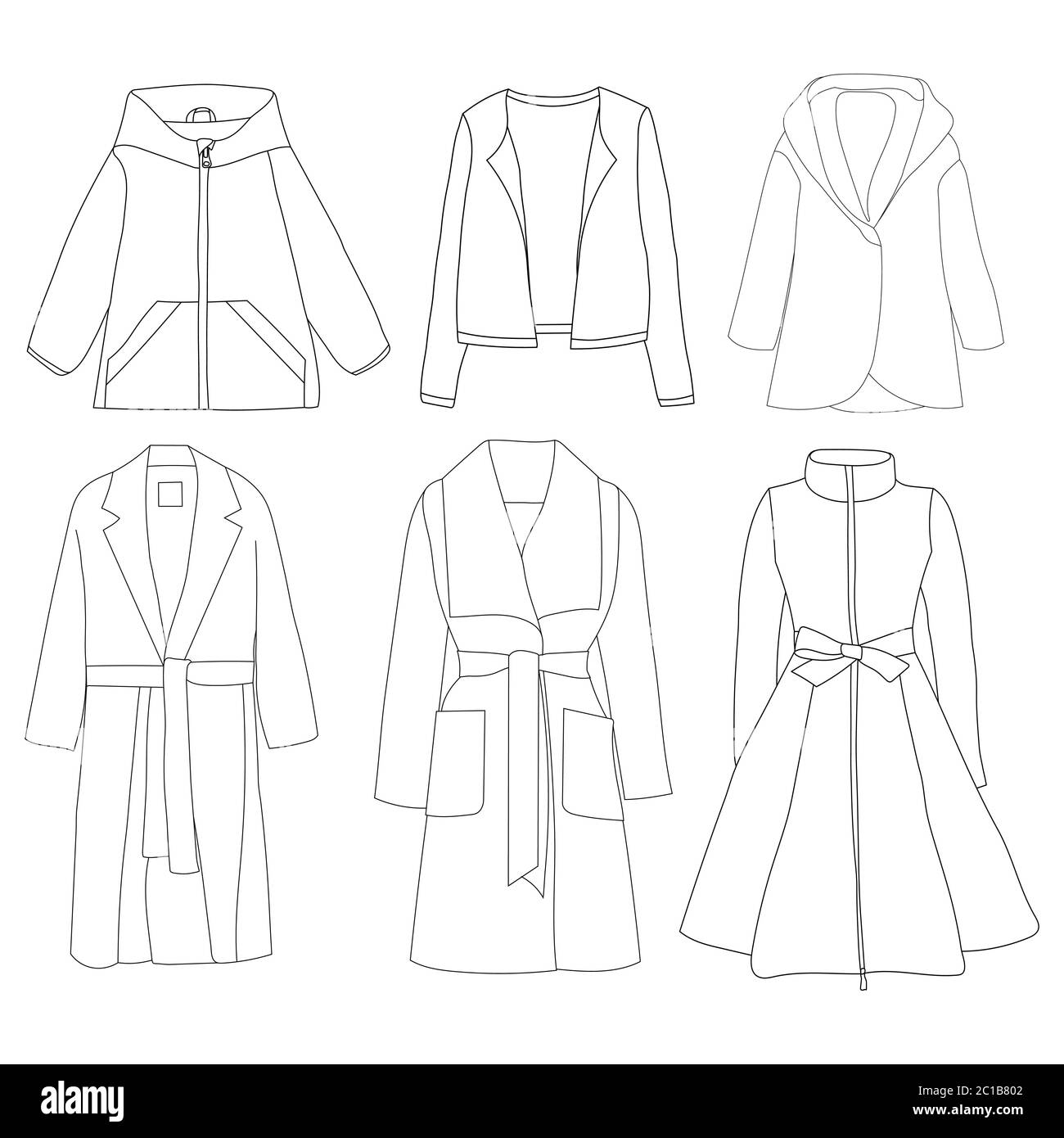 white background, women coat, set of sketches Stock Vector Image & Art ...