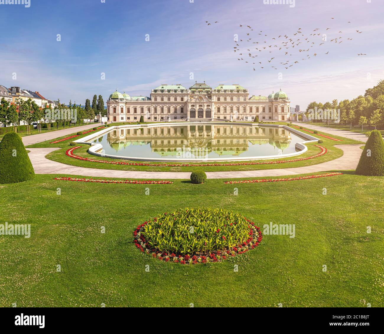Baroque park of Belvedere Palace Vienna at a sunny day Stock Photo