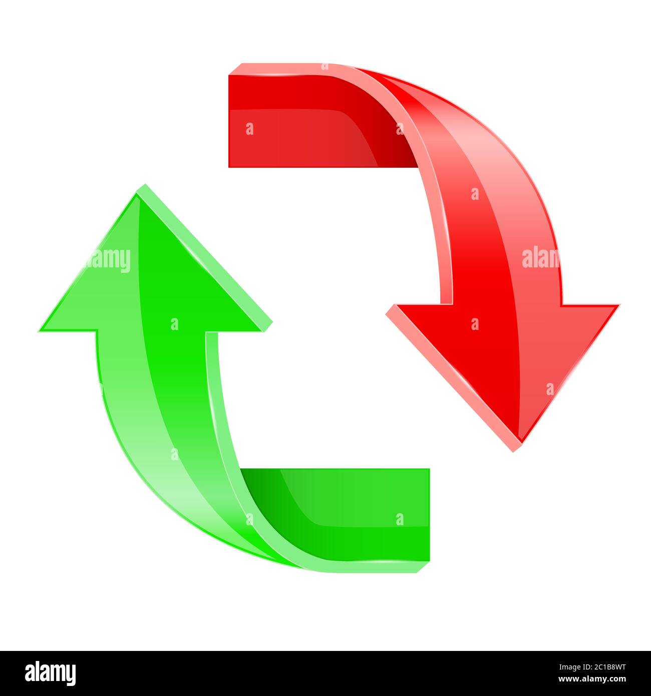Up and down 3d arrows. Shiny red and green signs Stock Vector Image