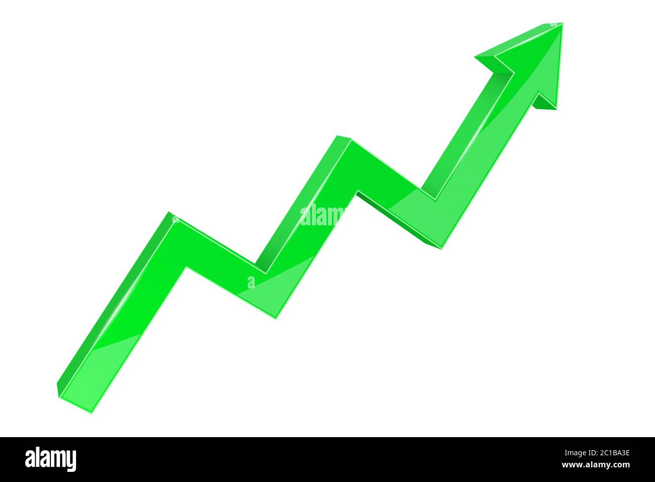 Financial indication arrow. Up green 3d graph Stock Vector