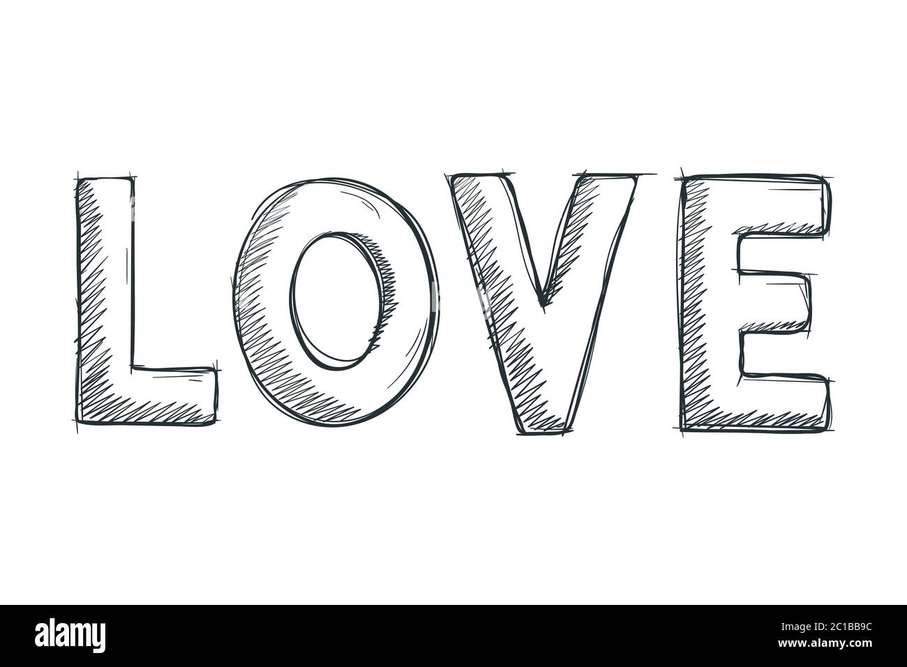 LOVE text hand drawn sketch. Pencil drawing style Stock Vector ...
