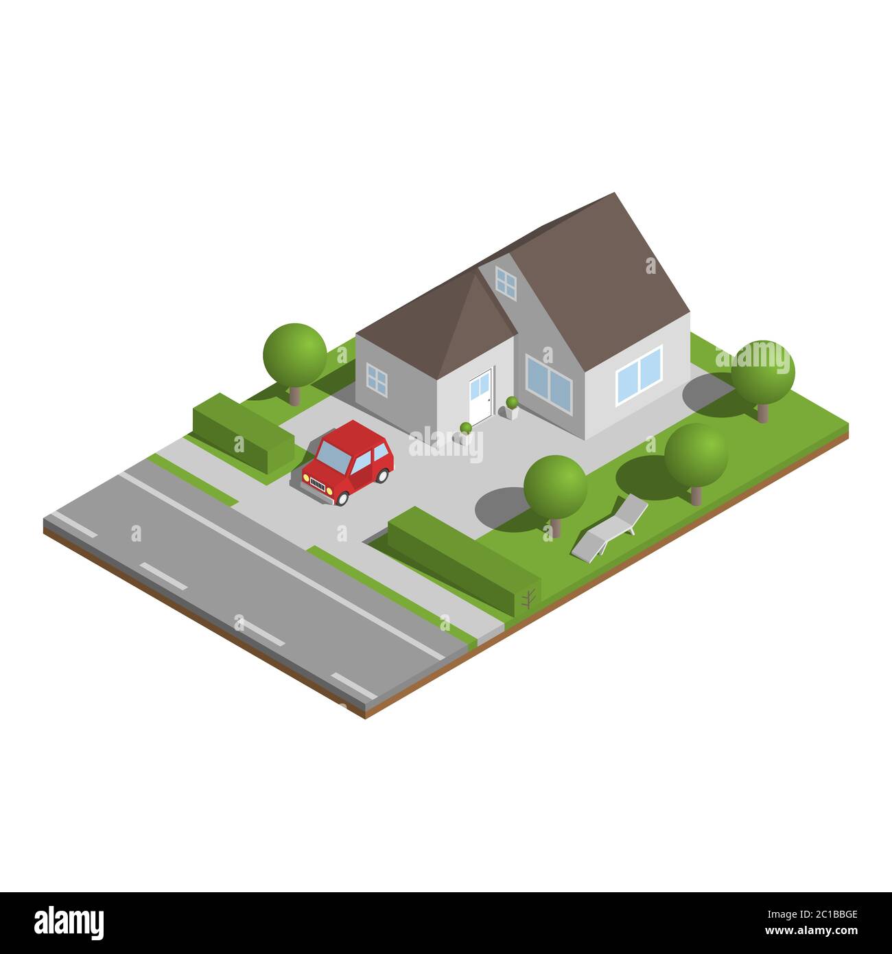 Isometric suburban house with garden and car Stock Vector Image & Art ...