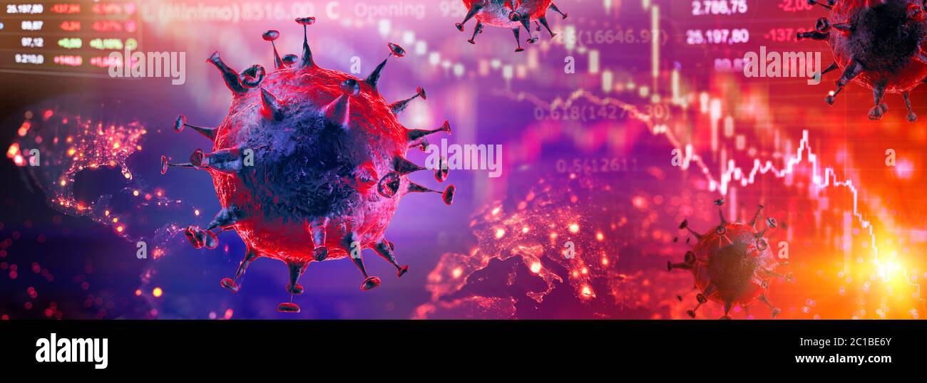 Coronavirus And Financial Stock Market Crisis - Elements of this image furnished by NASA - contain 3d Rendering Stock Photo