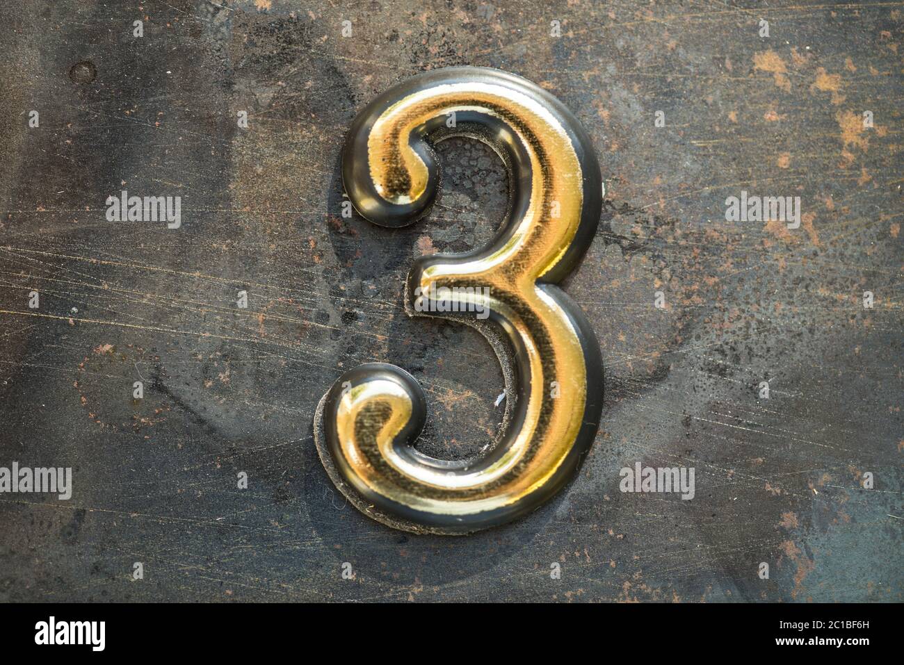 Number 3 Three Lettering Stock Photo