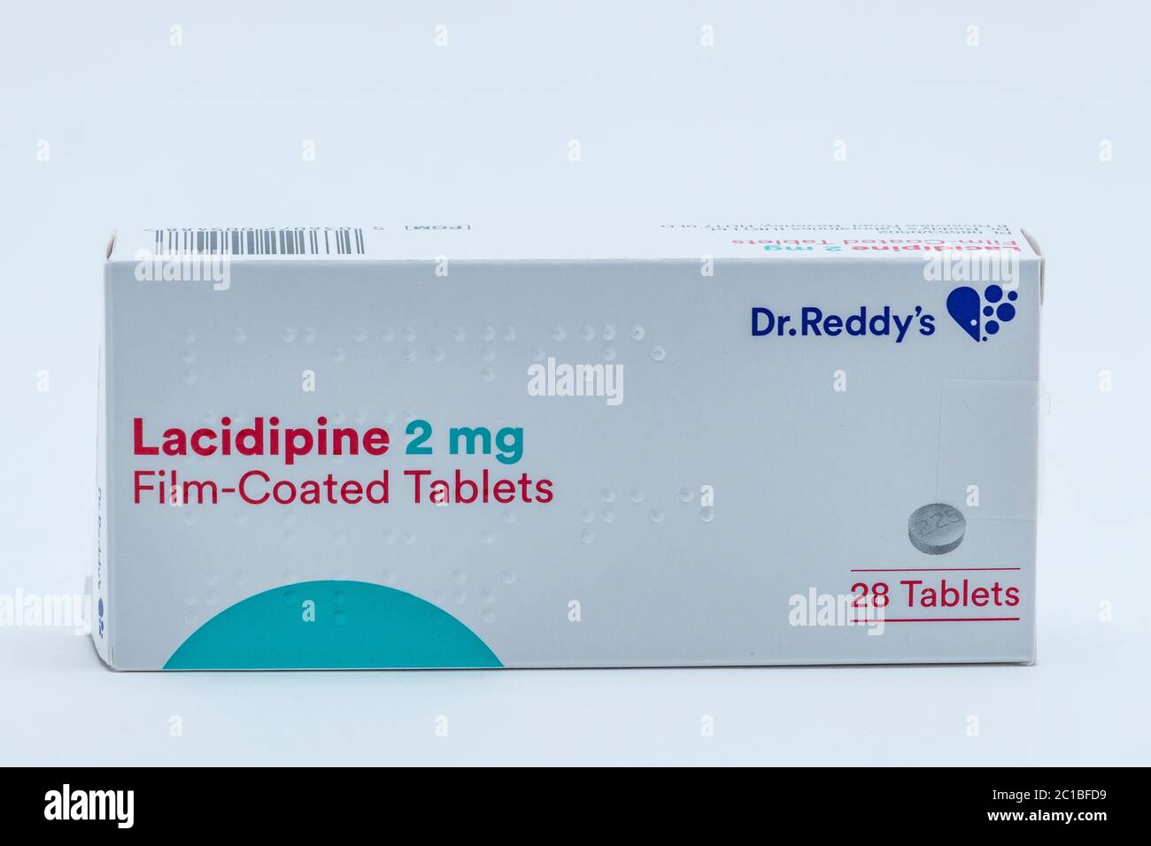 A box of Lacidipine tablets. Stock Photo