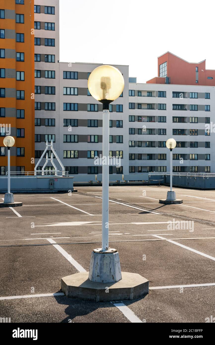 Parking deck in the Märkisches Viertel in Berlin Stock Photo